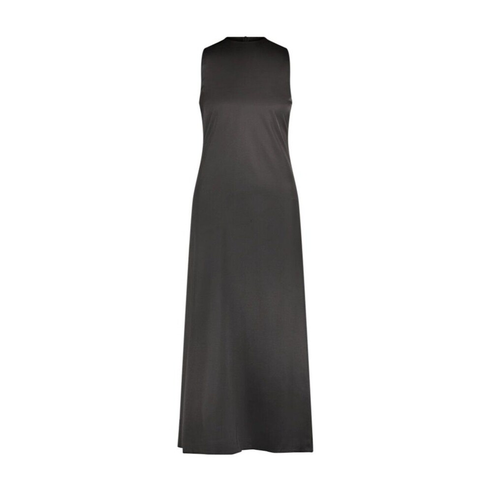 Aleeza Paris Black Sleeveless A-Line Slip Maxi Dress Closed Neck Size M